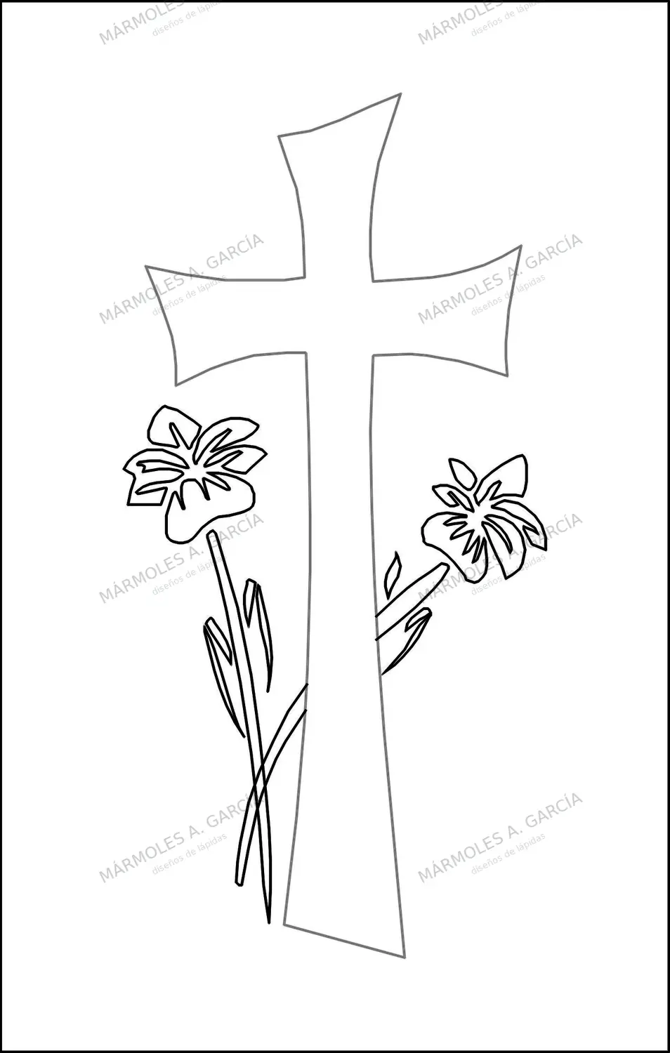 Diseño de lápida: Cruz con Narcisos