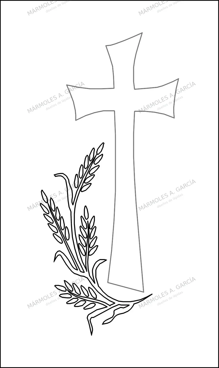 Diseño de lápida: Cruz con Espigas