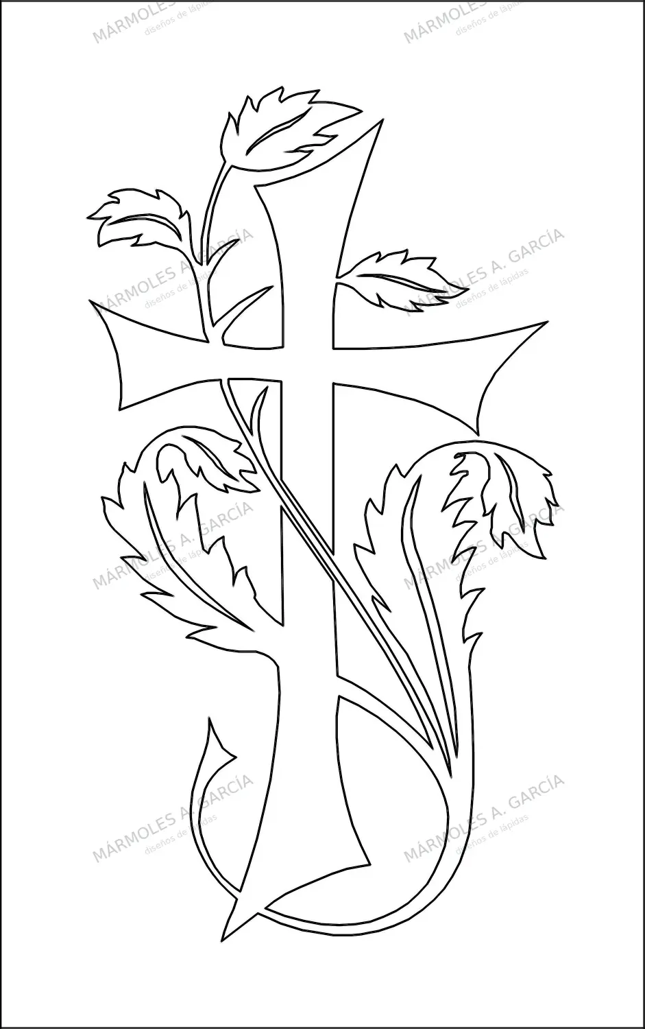Diseño de lápida: Cruz guirnalda