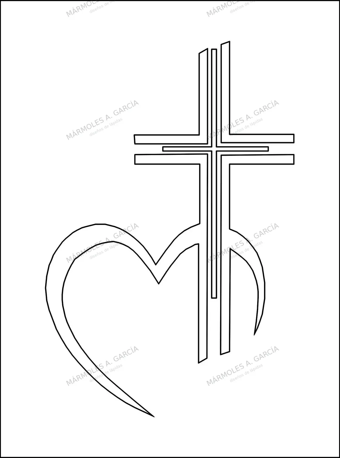 Diseño de lápida: Cruz sobre Corazón