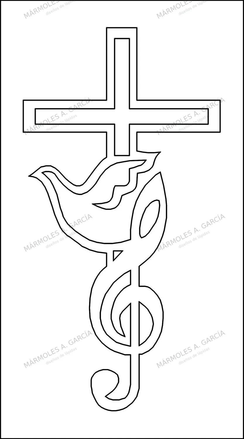 Diseño de lápida: Cruz clave de sol