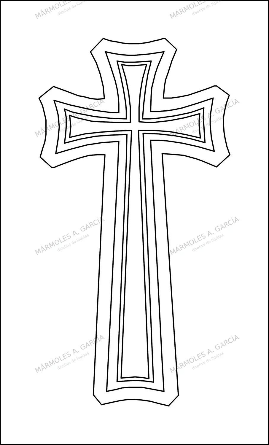 Diseño de lápida: Cruz semicurbo
