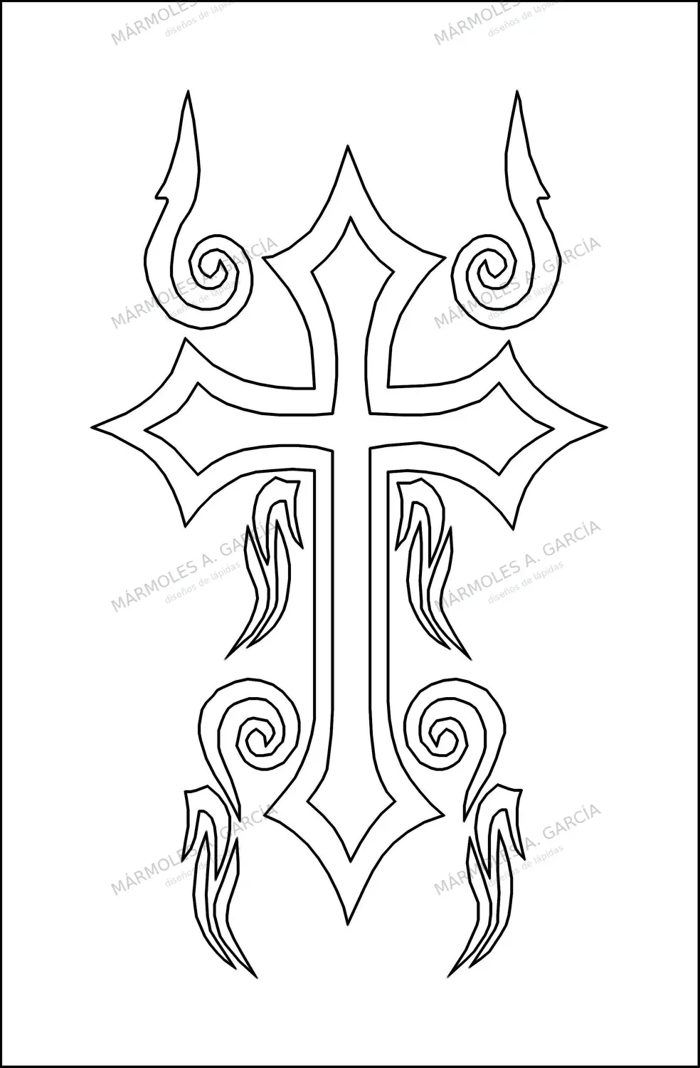 Diseño de lápida: Cruz hoja