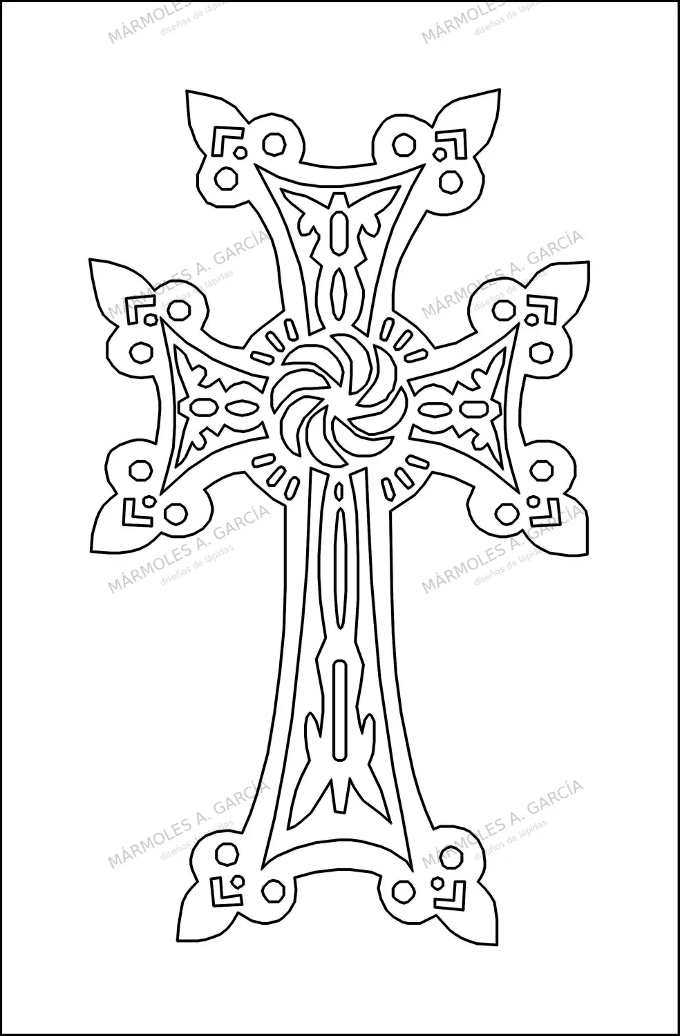 Diseño de lápida: Cruz mayada