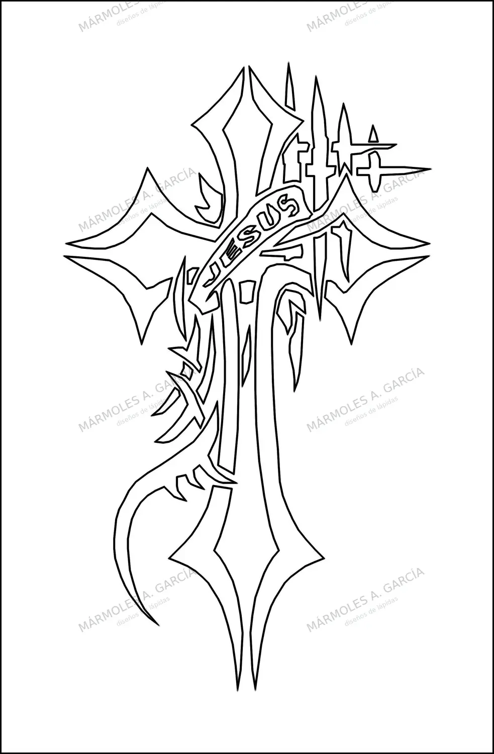 Diseño de lápida: Cruz artistica