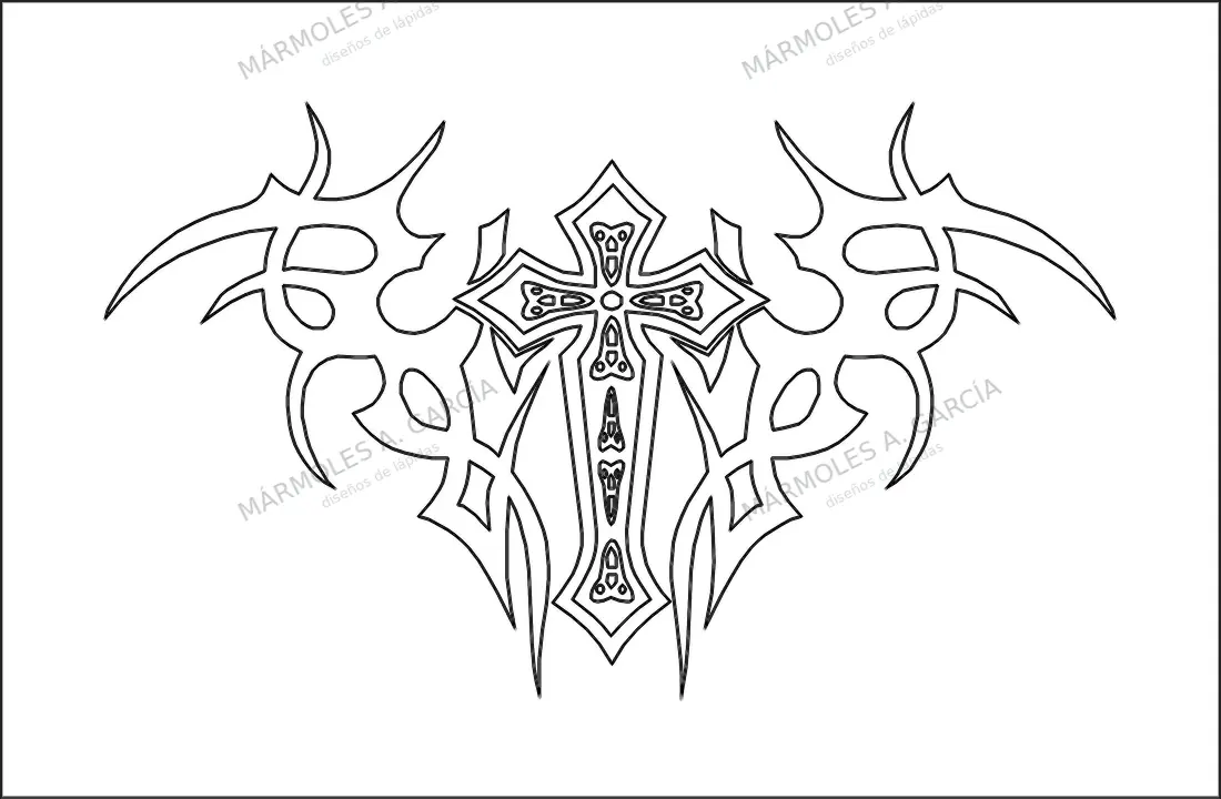 Diseño de lápida: Cruz al vuelo