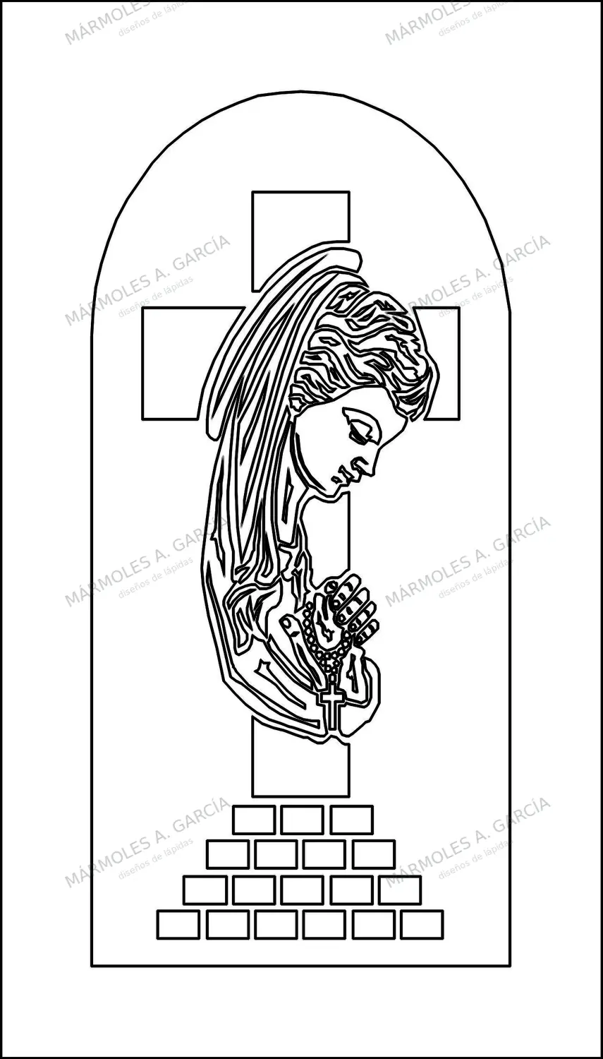 Diseño de lápida: Cruz con Virgen