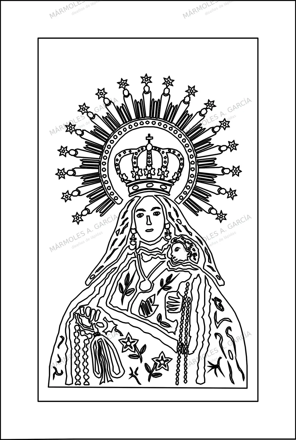 Diseño de lápida: Virgen del Rosario