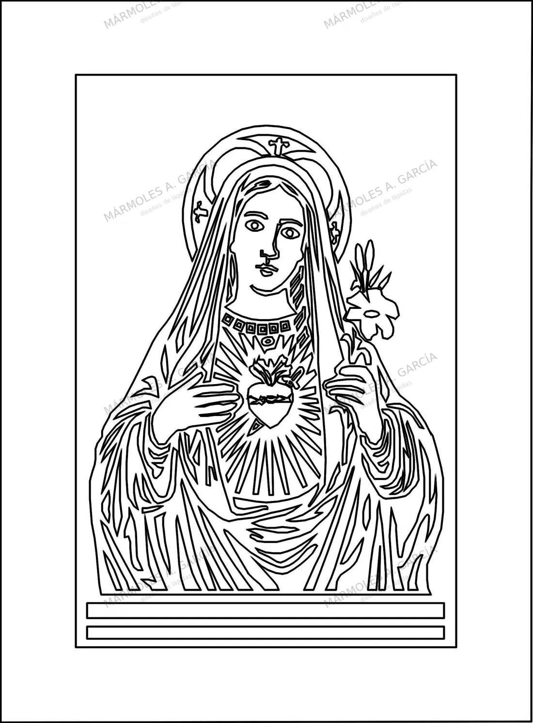 Diseño de lápida: Virgen del Sagrado Corazón