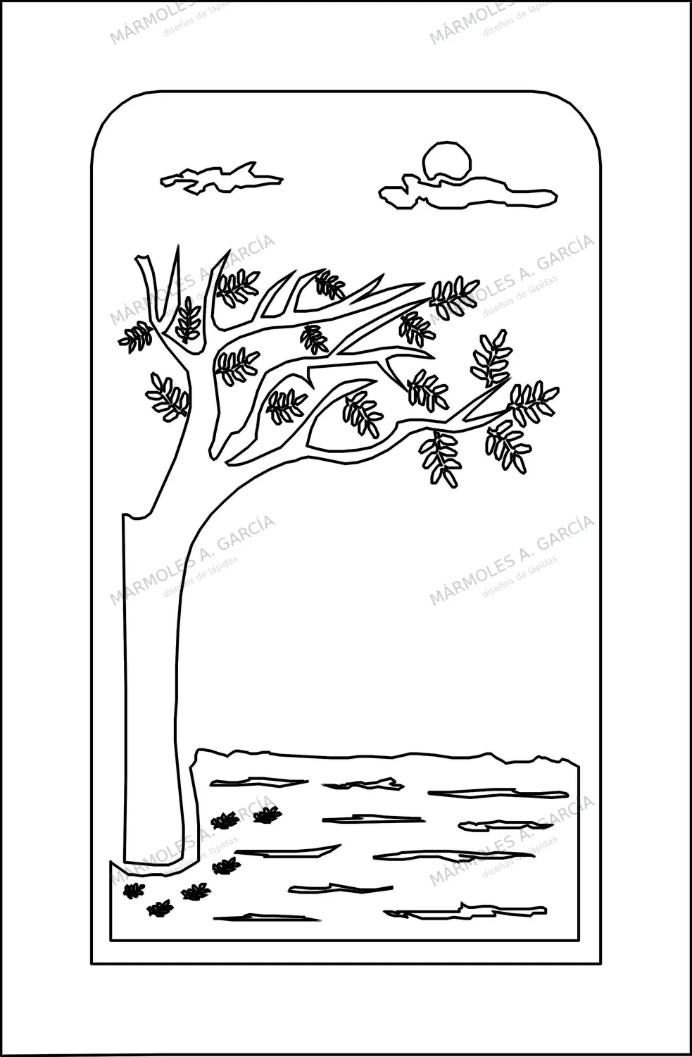 Diseño de lápida: Parcela con Árbol