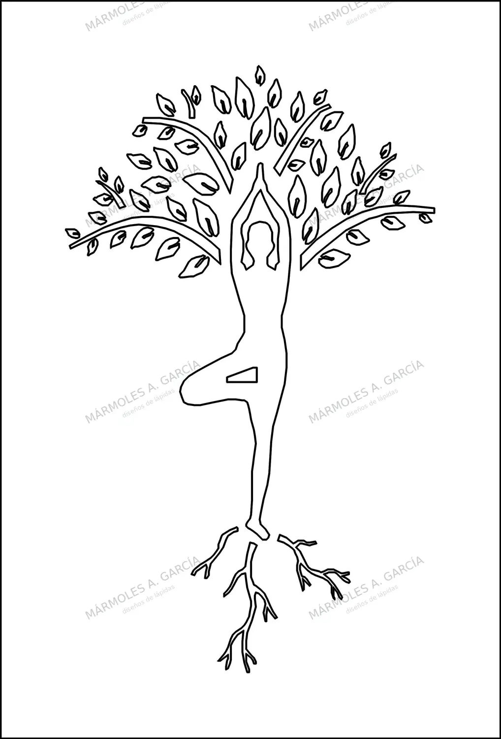 Diseño de lápida: Árbol con Raices