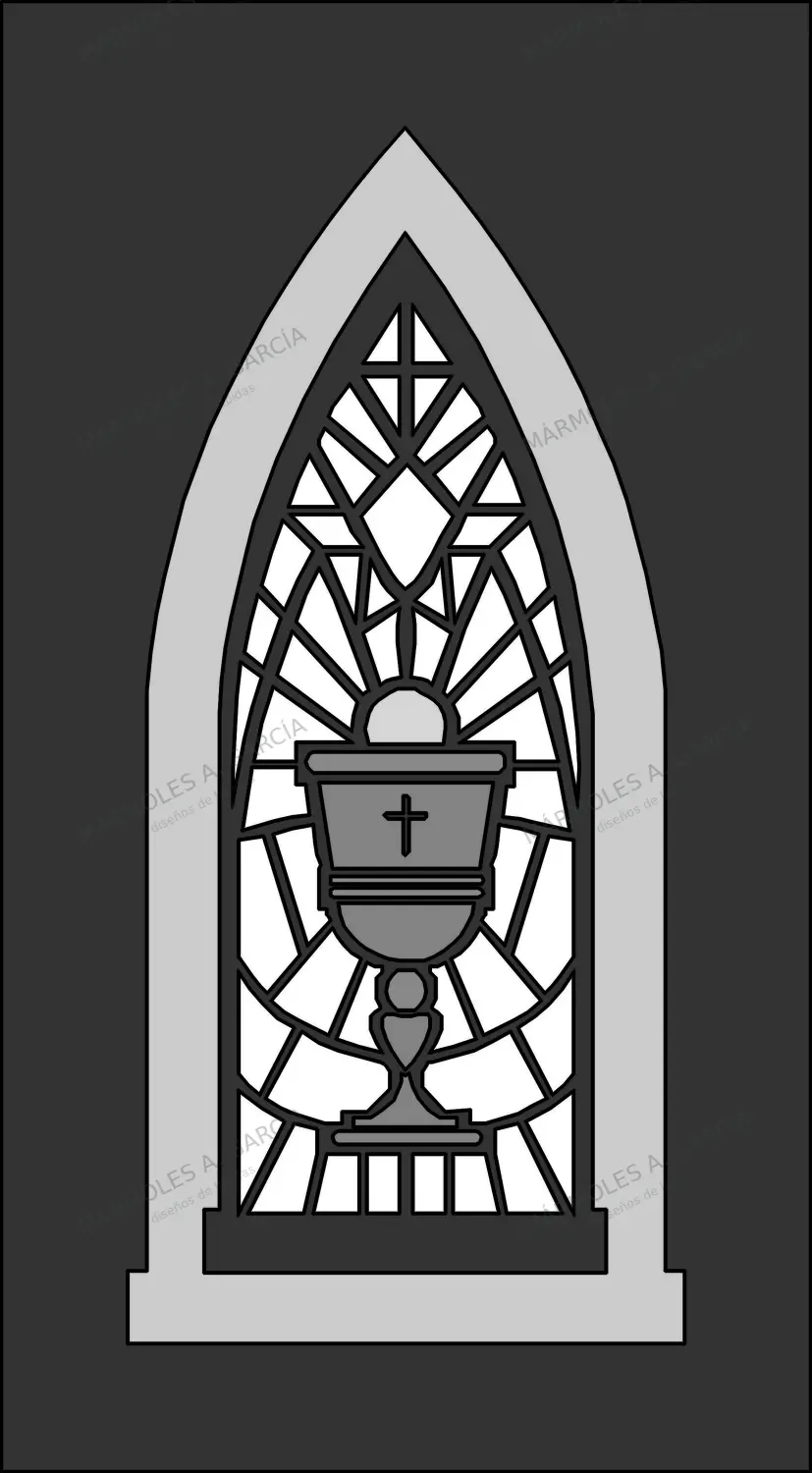 Diseño de lápida: Vidriera con Cáliz 48x22