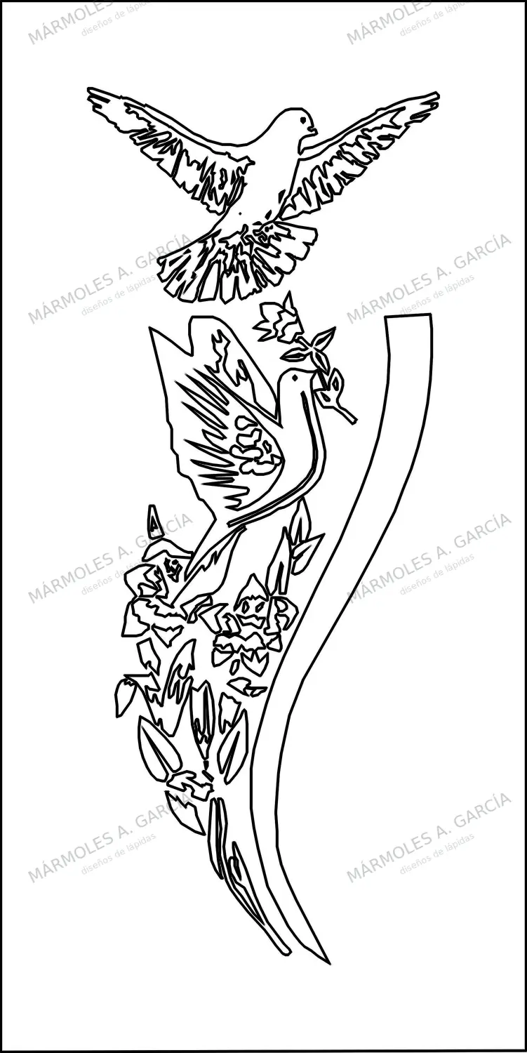 Diseño de lápida: Paloma sobre Rama