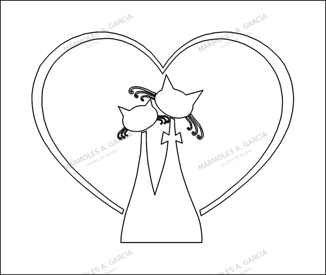 Diseño de lápida: Gatitos Enamorados