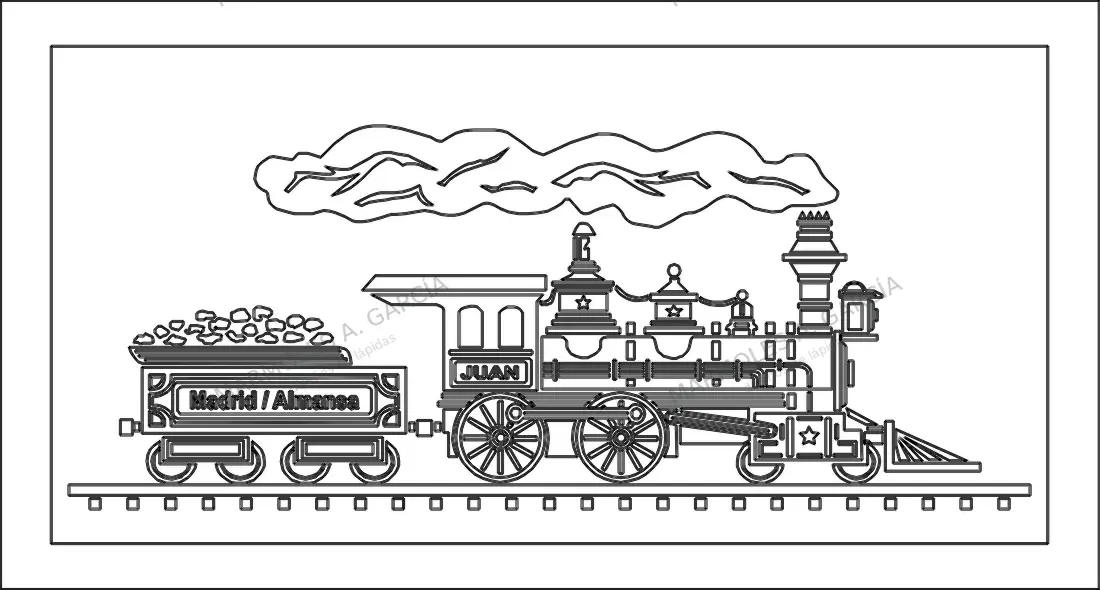 Diseño de lápida: Tren Antiguo