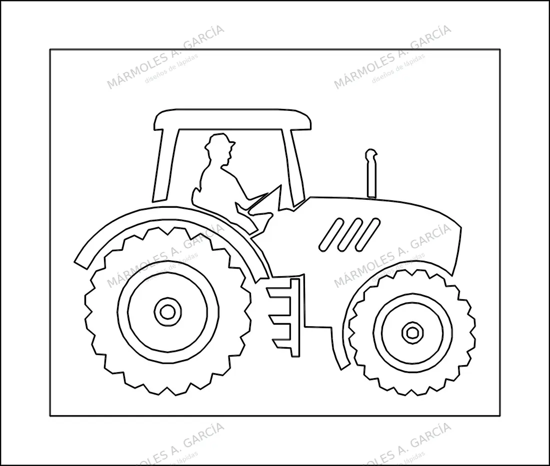 Diseño de lápida: Silueta Tractor