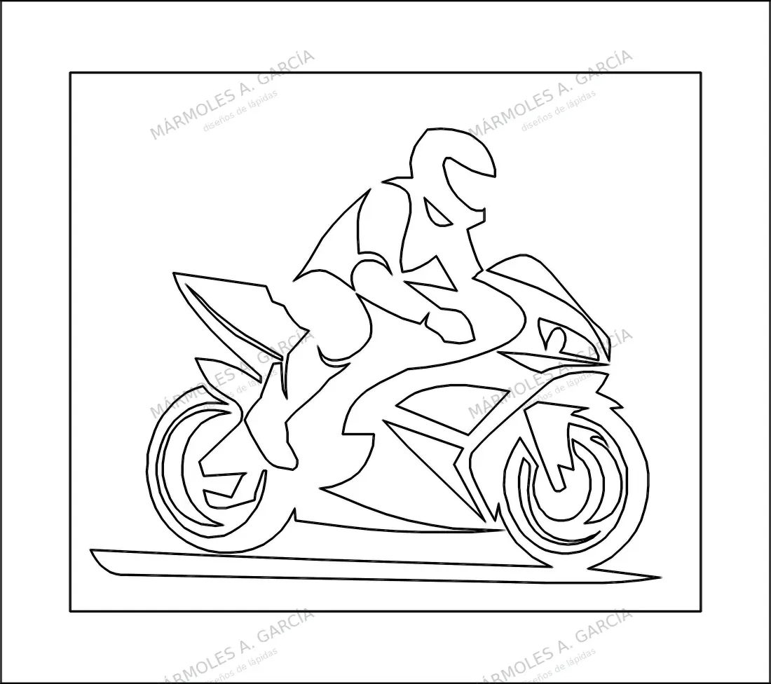 Diseño de lápida: Moto Deportiva