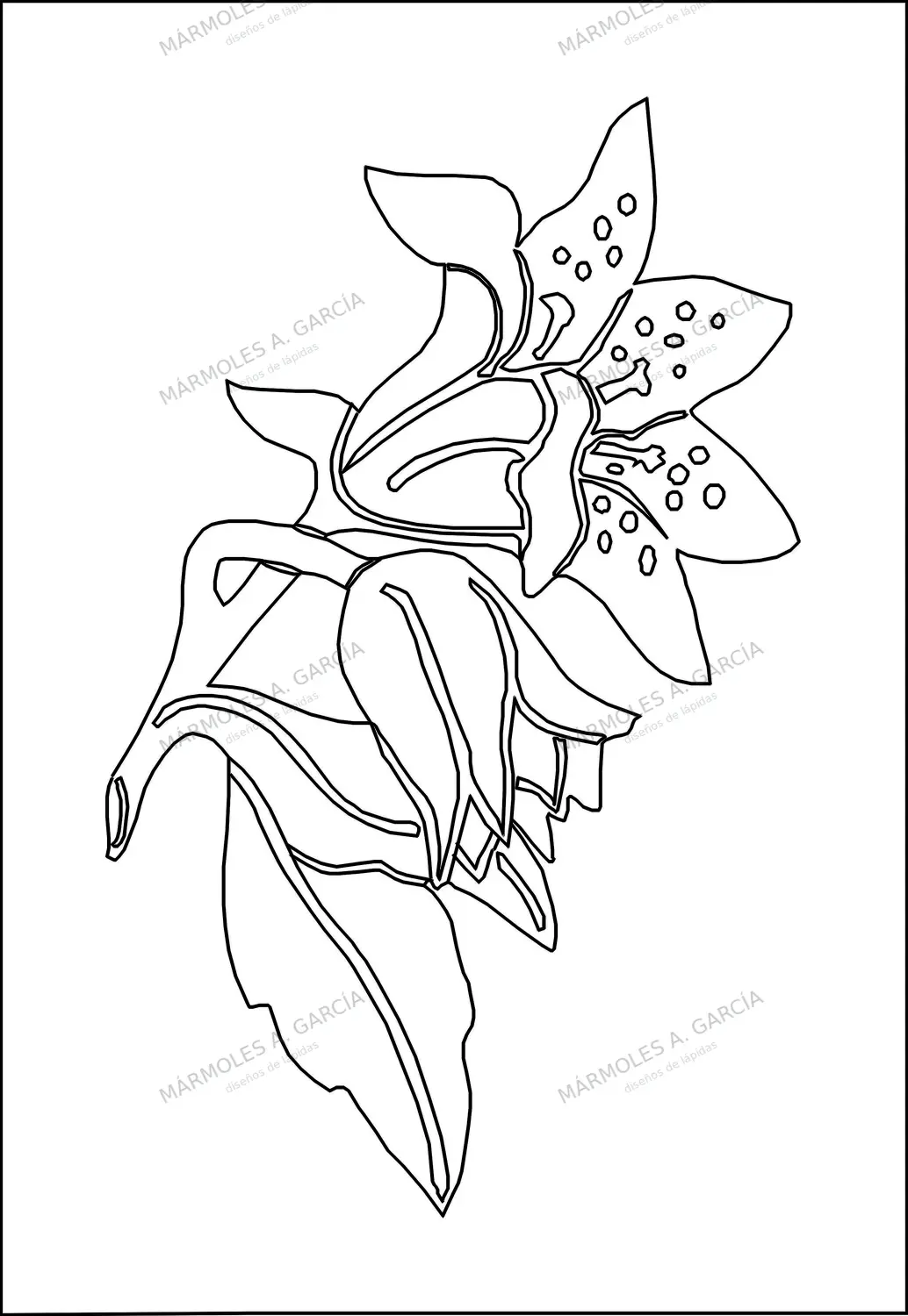 Diseño de lápida: Lirios