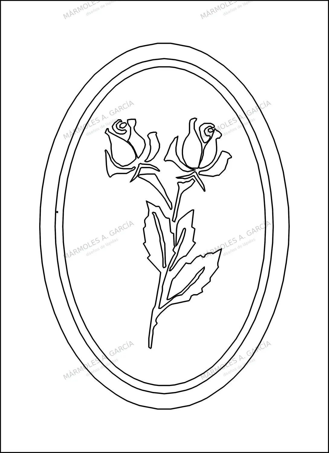 Diseño de lápida: Ovalo Rosas