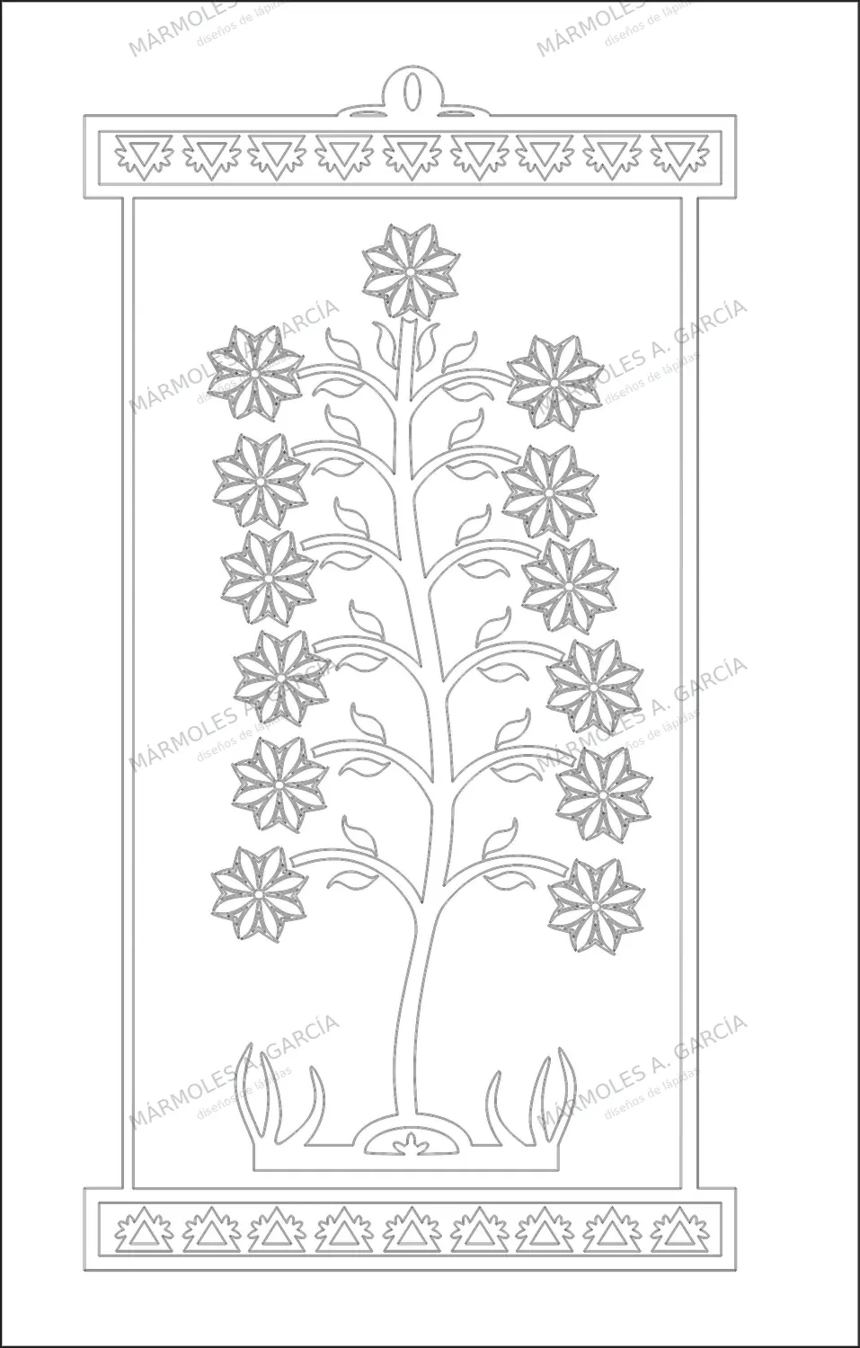 Diseño de lápida: Flores Árbol
