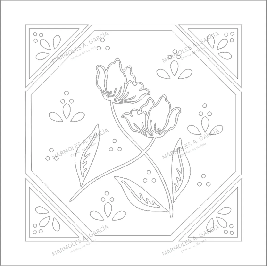 Diseño de lápida: Mosaico Flor