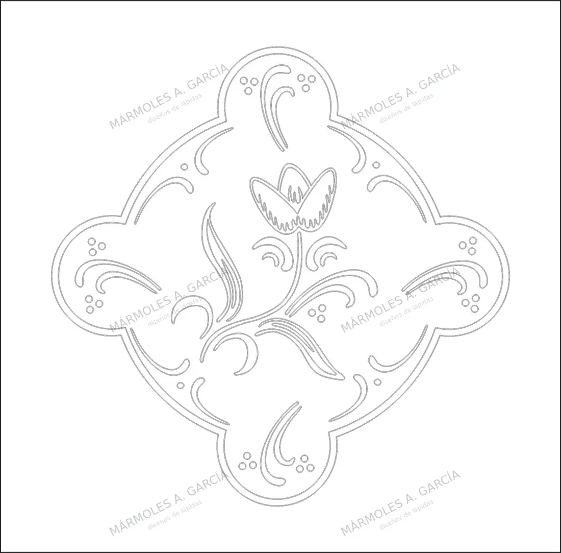 Diseño de lápida: Adorno Flor