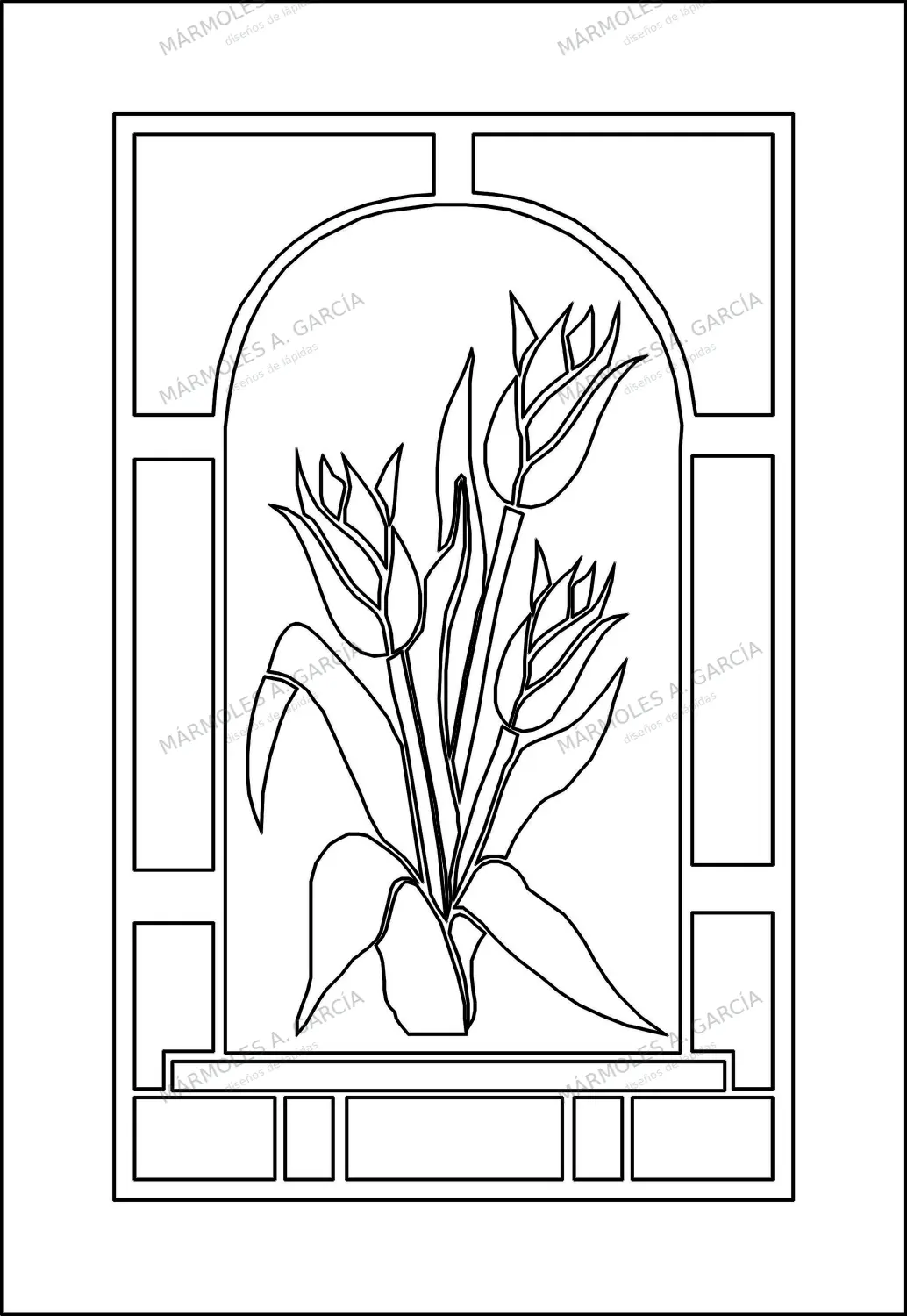 Diseño de lápida: Tulipanes