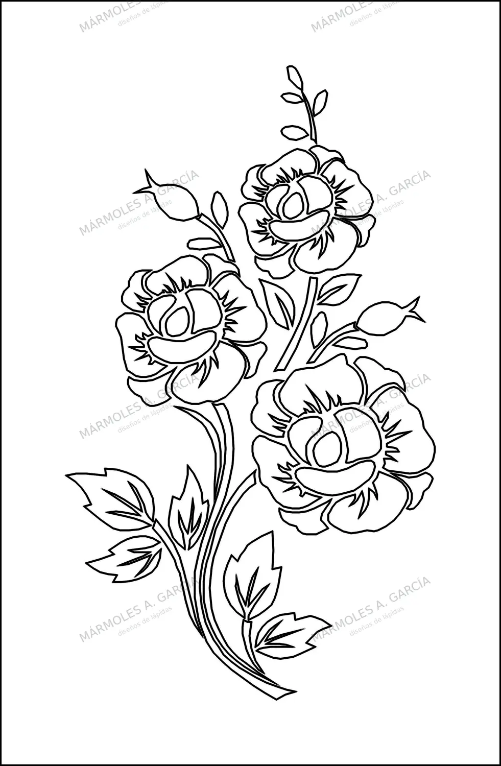 Diseño de lápida: Tallo de Rosas