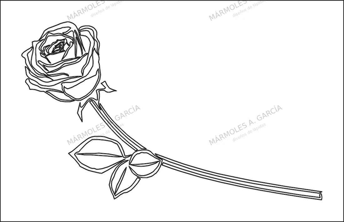 Diseño de lápida: Rosa Tumbada