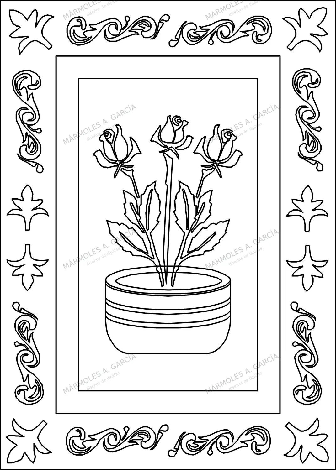 Diseño de lápida: Cuadro Rosas