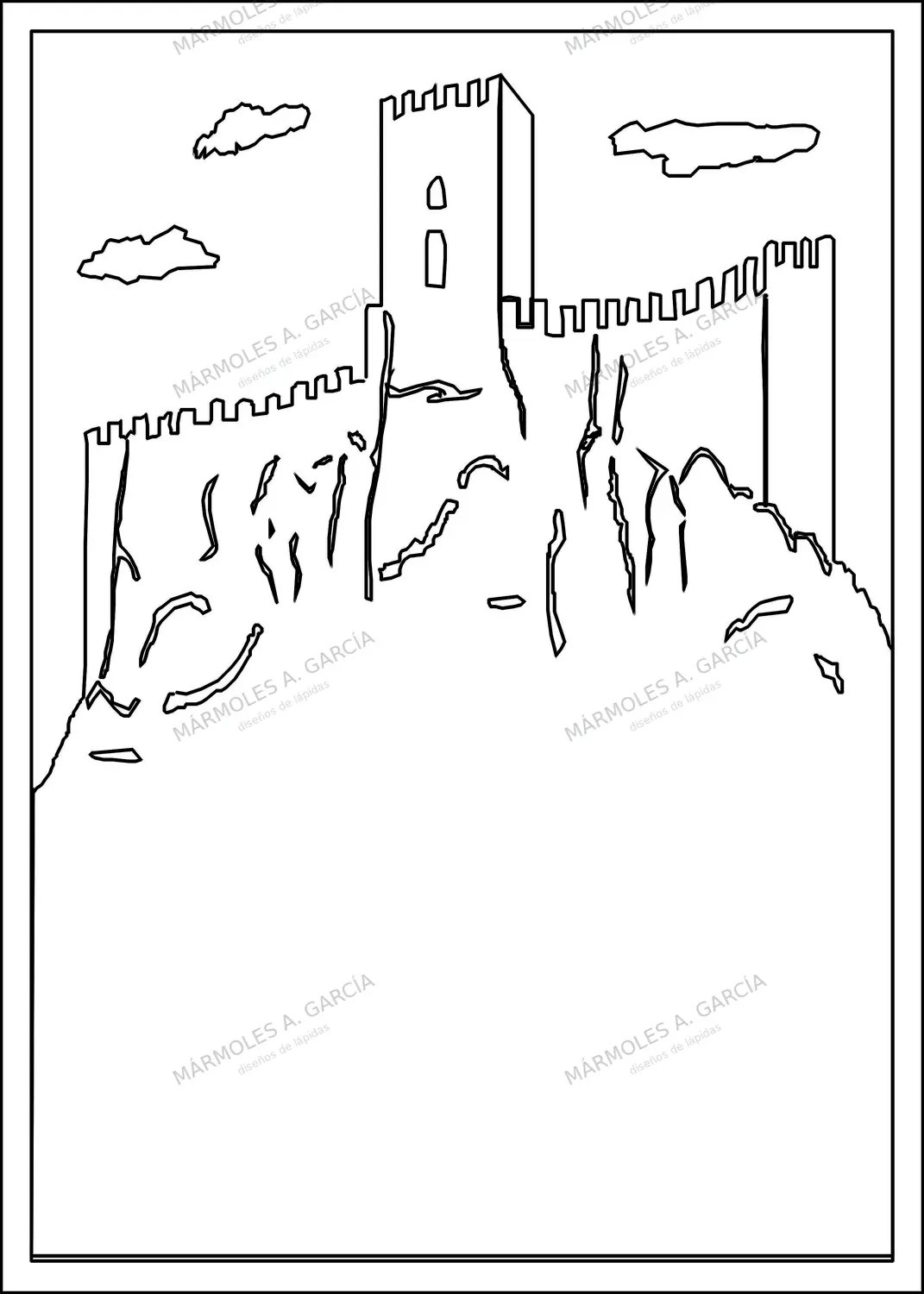 Diseño de lápida: Cuadro Castillo Vertical