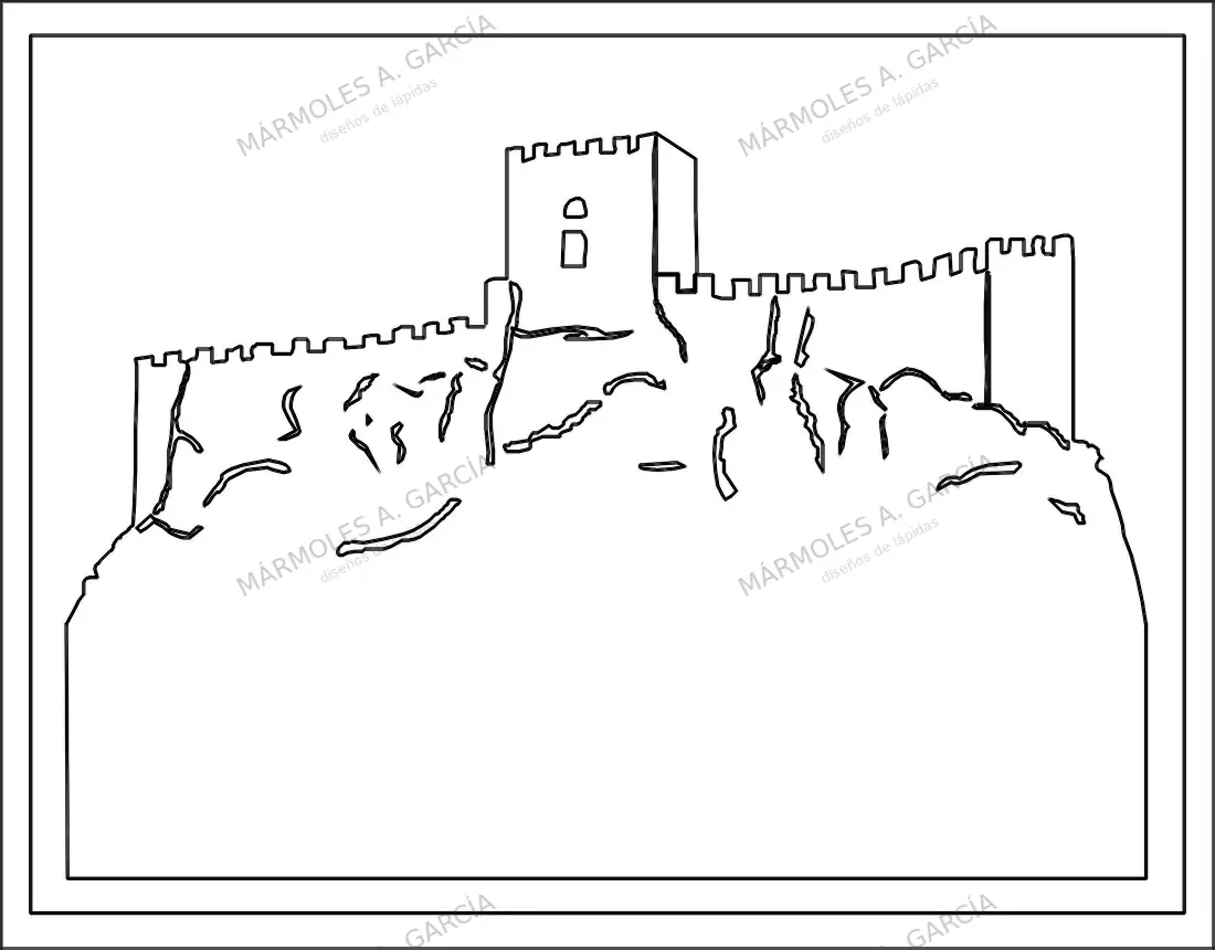 Diseño de lápida: Cuadro Castillo Horizontal