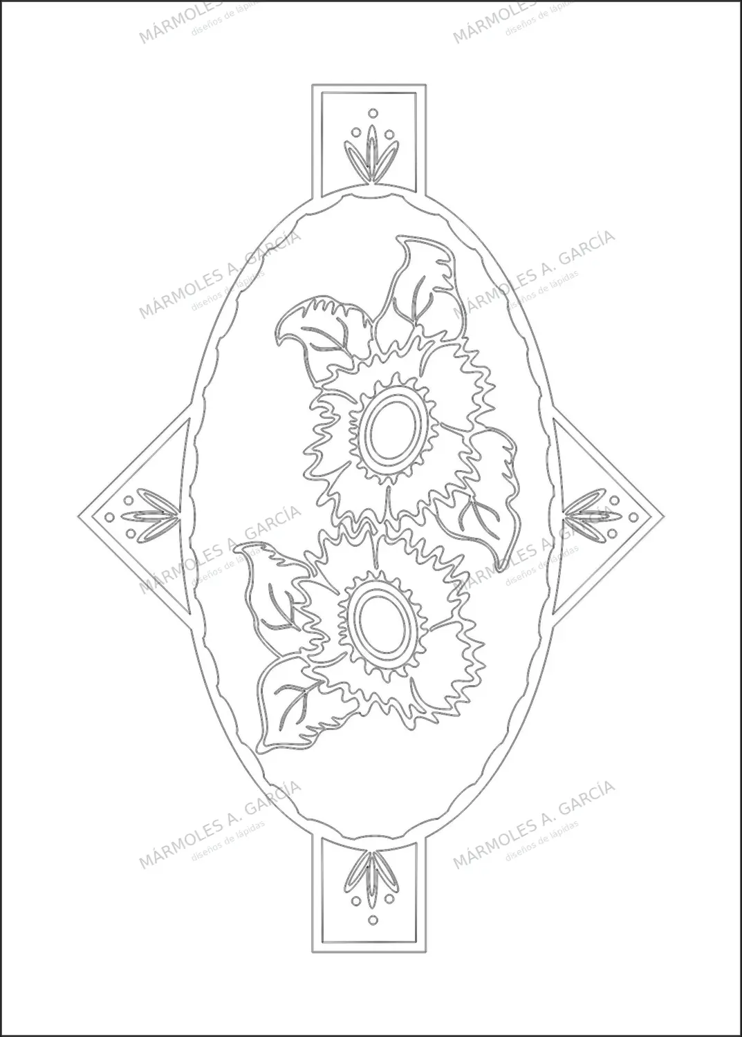 Diseño de lápida: Girasol