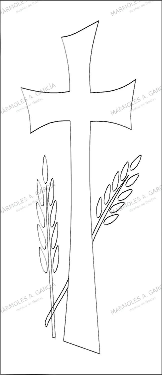 Diseño de lápida: Cruz doble lisa con espigas 80x29 — Cruces para lápidas en CorelDraw para grabar