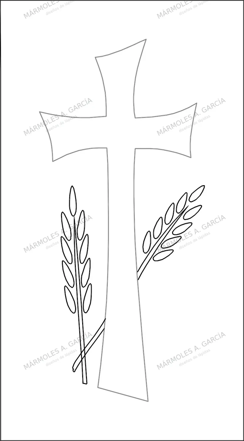 Diseño de lápida: Cruz granos de espiga — Cruces para lápidas en CorelDraw para grabar