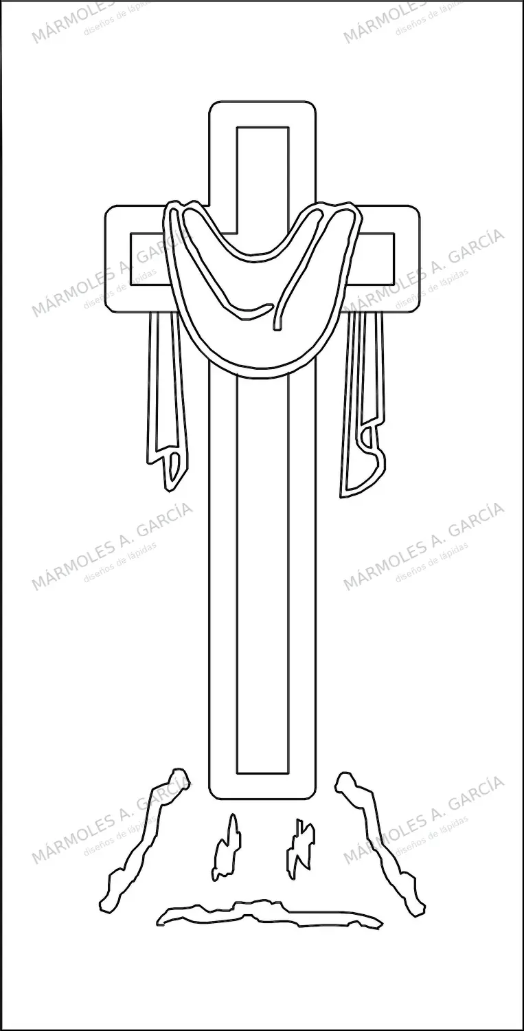 Diseño de lápida: Cruz manto — Cruces para lápidas en CorelDraw para grabar
