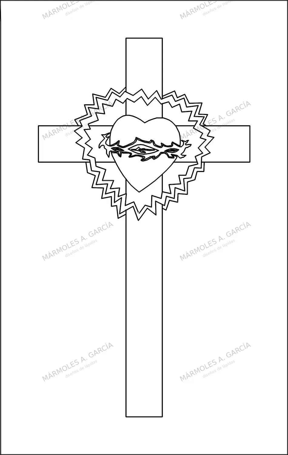 Diseño de lápida: Cruz sagrado corazón — Cruces para lápidas en CorelDraw para grabar