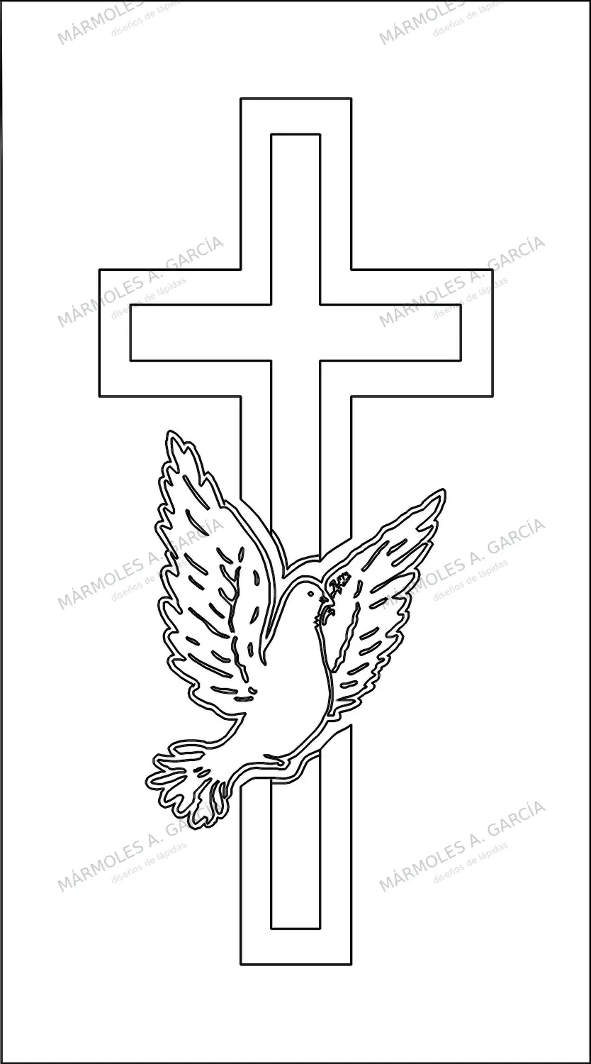 Diseño de lápida: Cruz arista paloma — Cruces para lápidas en CorelDraw para grabar