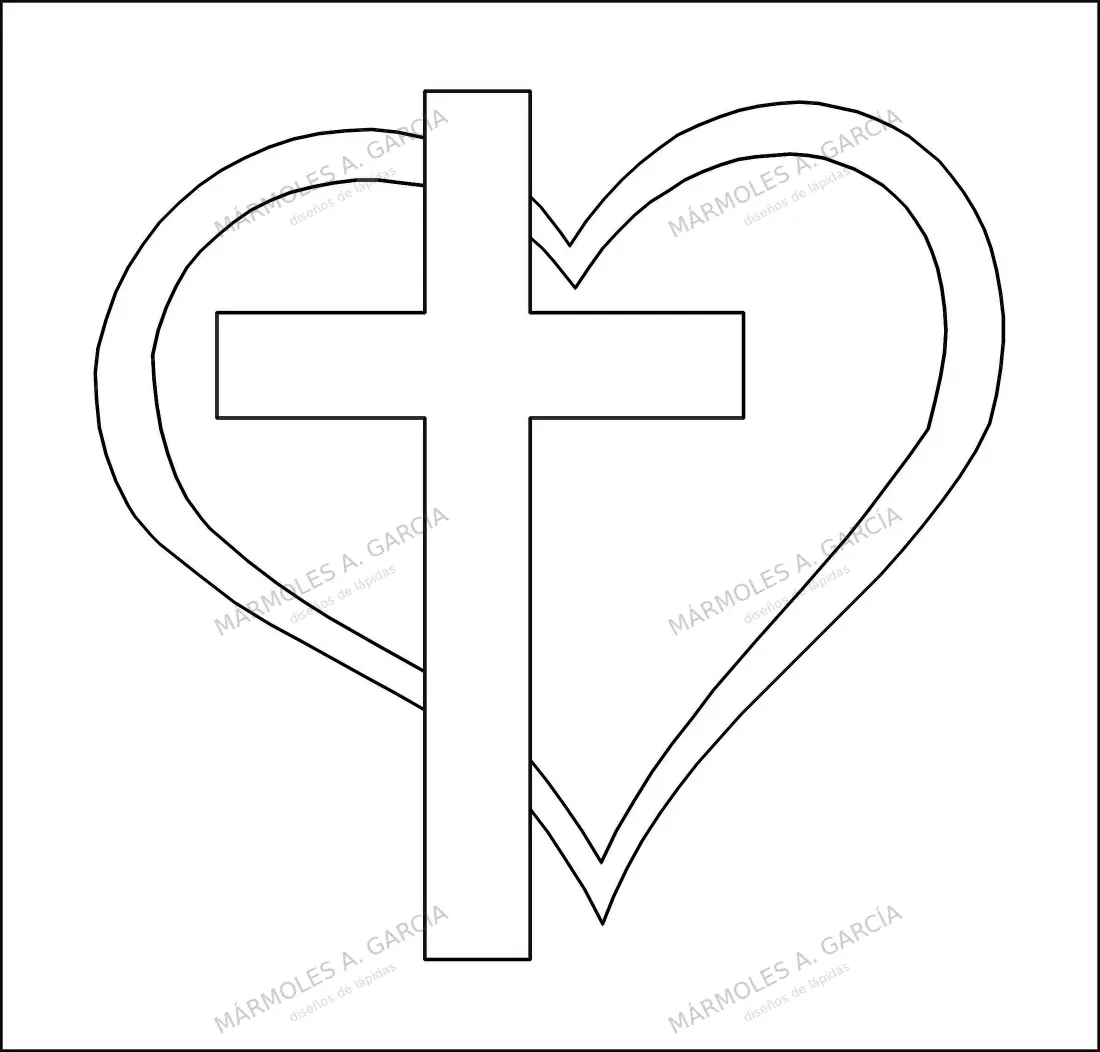Diseño de lápida: Cruz y Corazón — Cruces para lápidas en CorelDraw para grabar