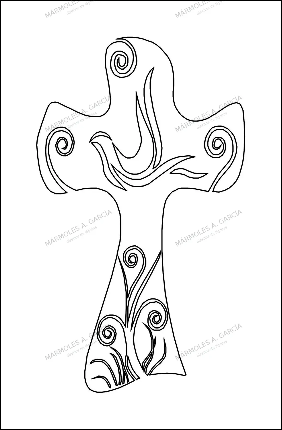 Diseño de lápida: Cruz fondo paloma — Cruces para lápidas en CorelDraw para grabar