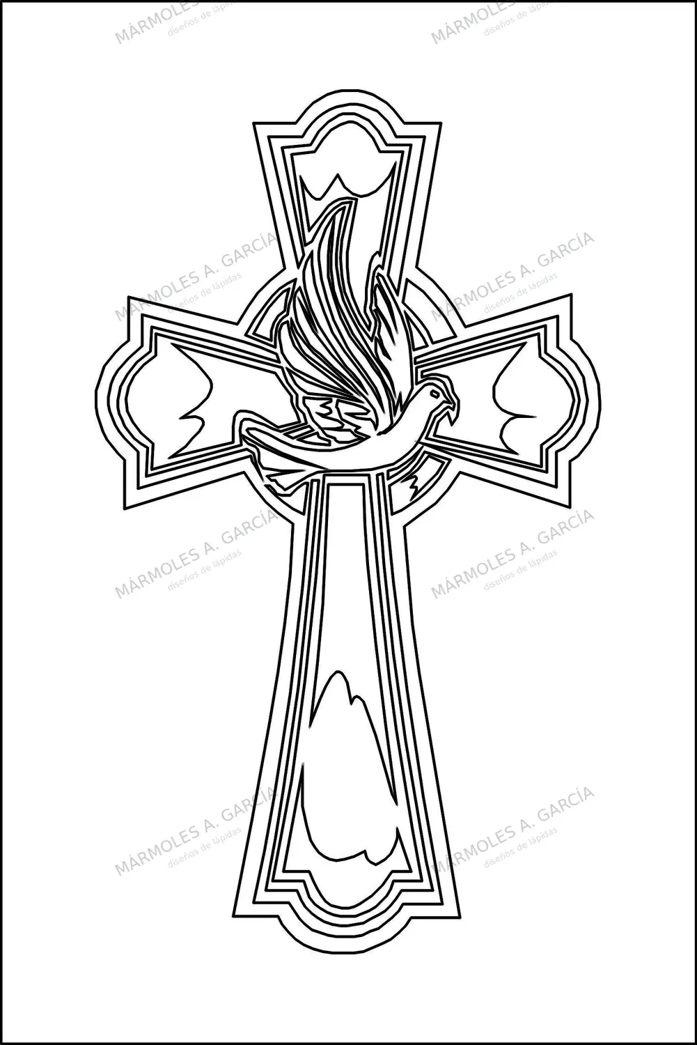 Diseño de lápida: Cruz espíritu santo — Cruces para lápidas en CorelDraw para grabar