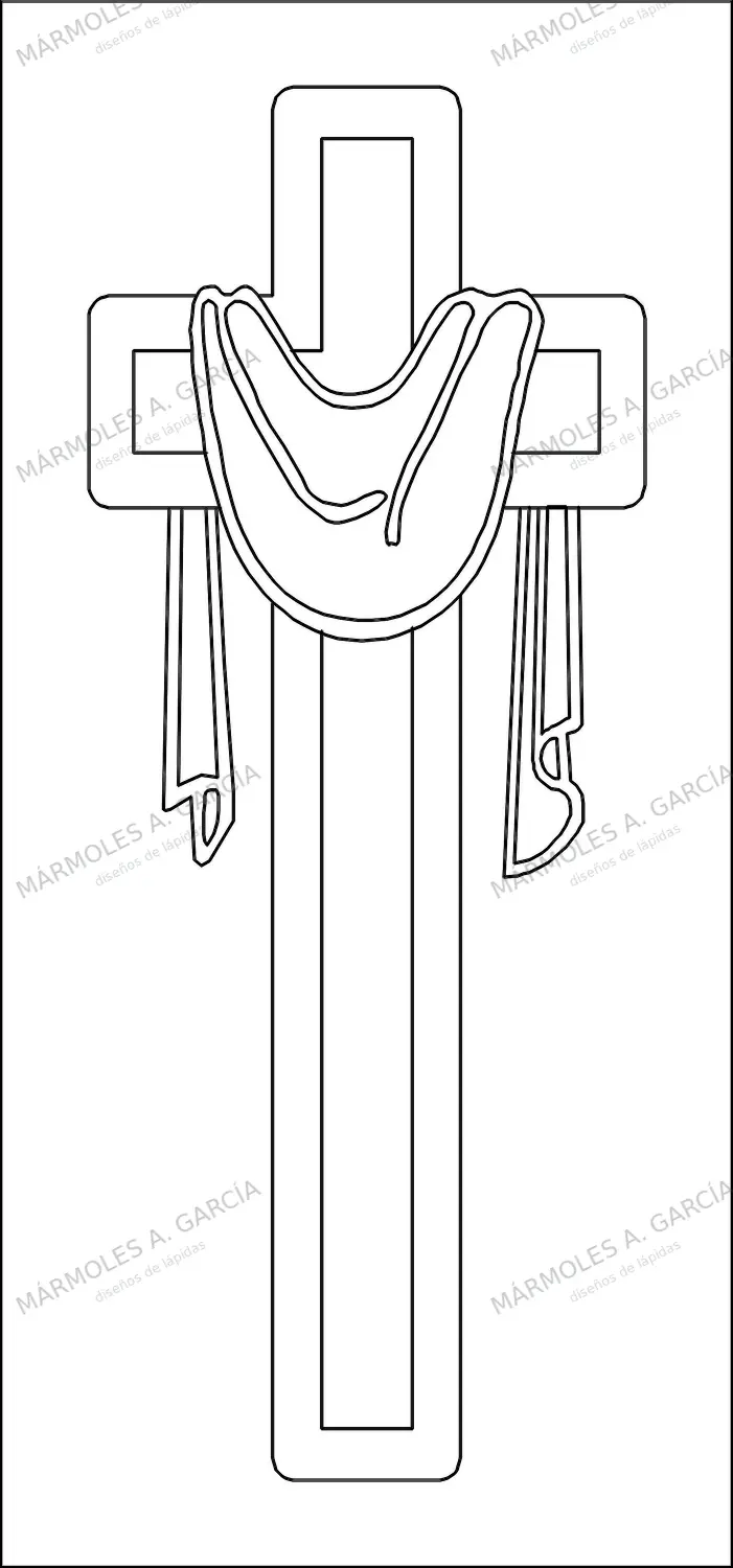 Diseño de lápida: Cruz doble manto 80x32 — Cruces para lápidas en CorelDraw para grabar