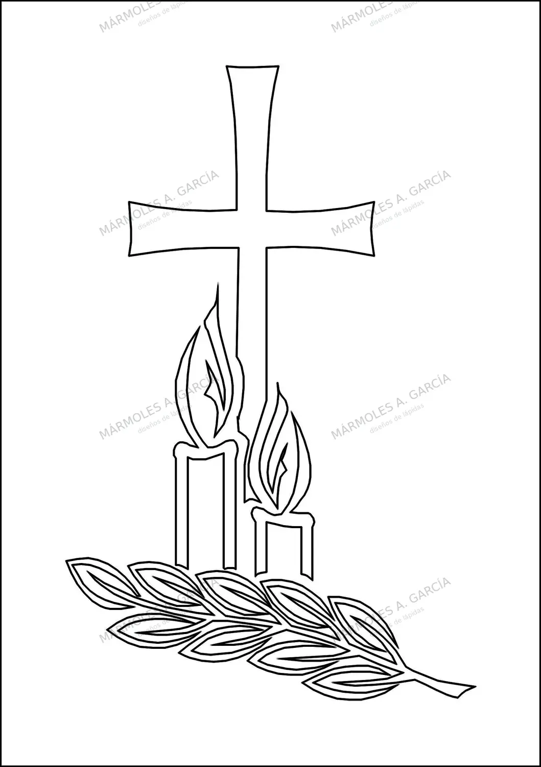 Diseño de lápida: Cruz velas y espiga — Cruces para lápidas en CorelDraw para grabar