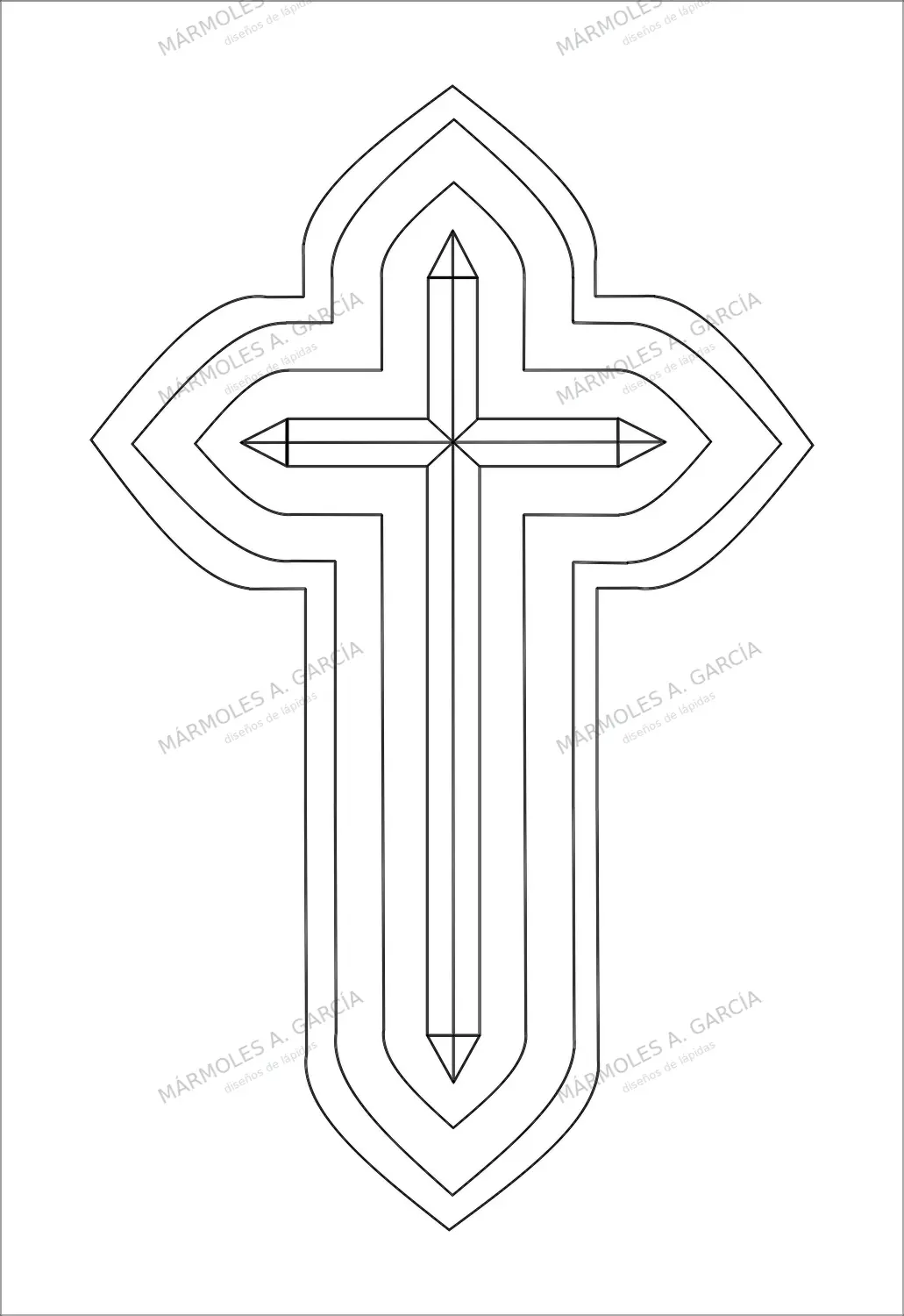 Diseño de lápida: Cruz gotica — Cruces para lápidas en CorelDraw para grabar