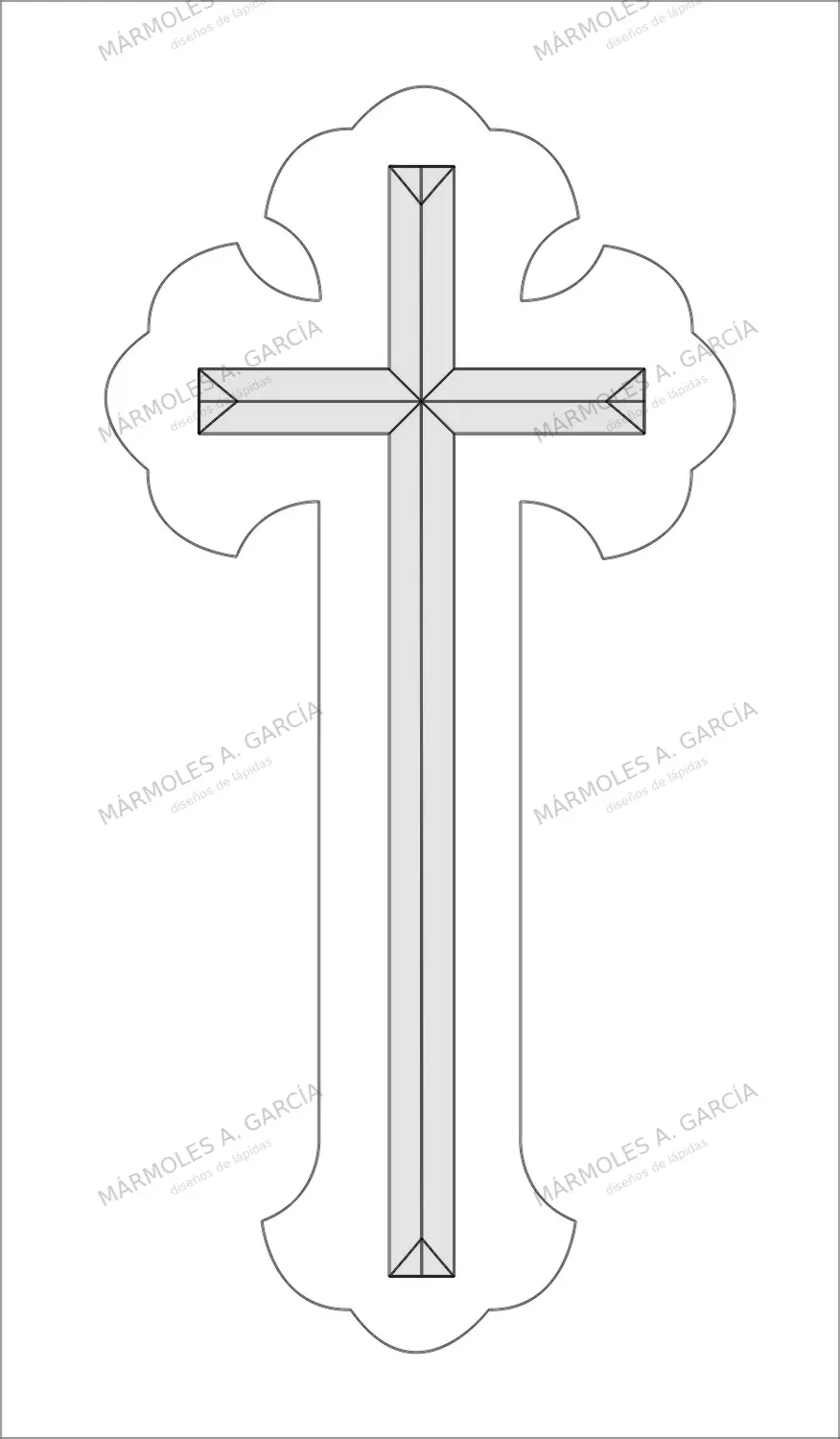 Diseño de lápida: Cruz trebol recta — Cruces para lápidas en CorelDraw para grabar