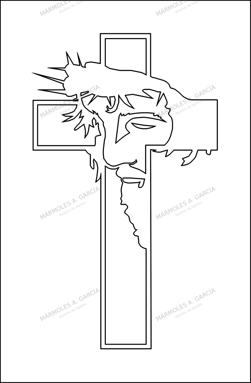 Diseño de lápida: Cruz cara señor — Cruces para lápidas en CorelDraw para grabar
