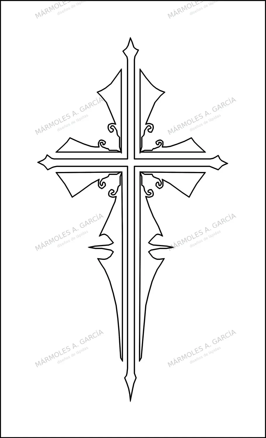 Diseño de lápida: Cruz picos con forma de trébol — Cruces para lápidas en CorelDraw para grabar