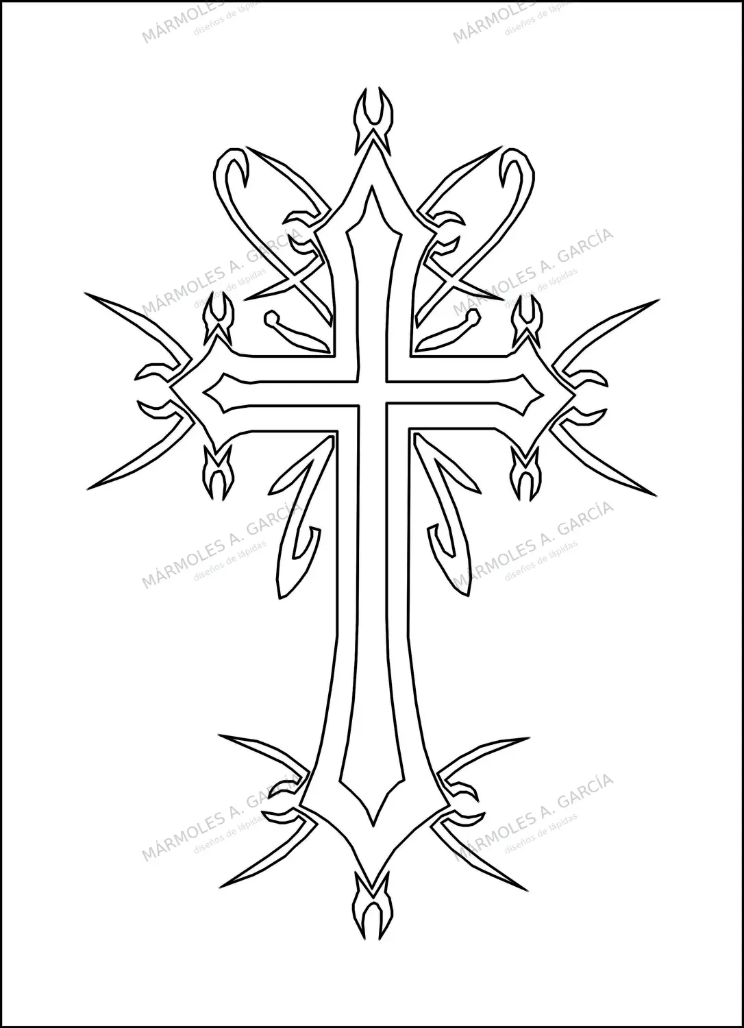 Diseño de lápida: Cruz gotica cristiana — Cruces para lápidas en CorelDraw para grabar