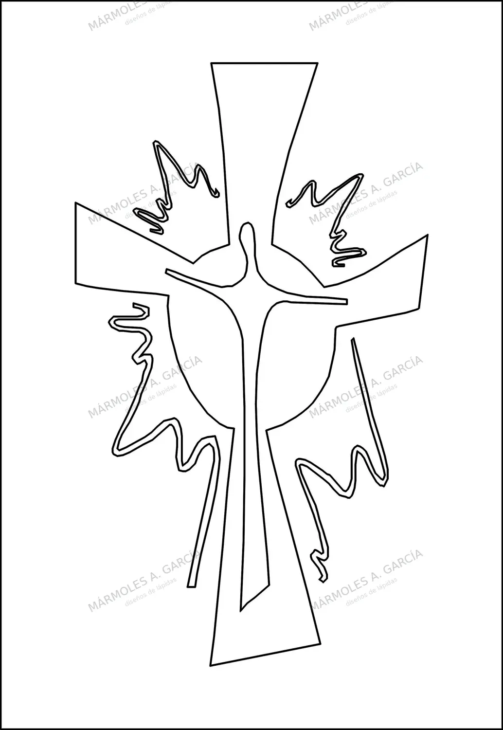 Diseño de lápida: Cruz destellos — Cruces para lápidas en CorelDraw para grabar