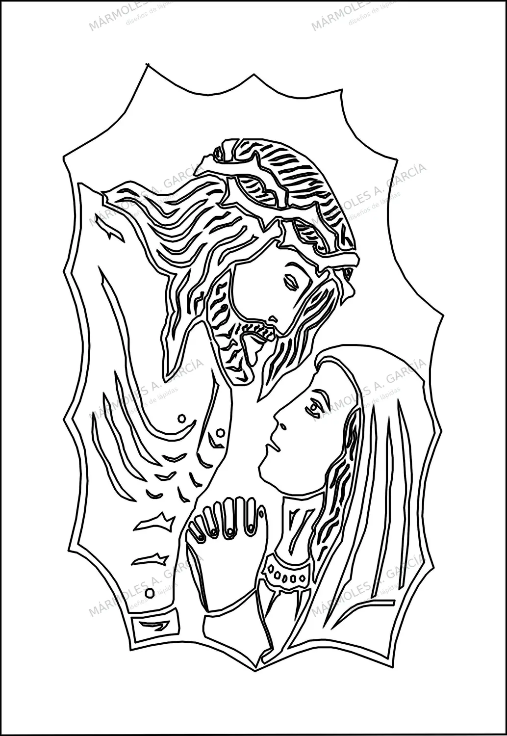 Diseño de lápida: Piedad — Santos y Vírgenes en CorelDraw para grabar